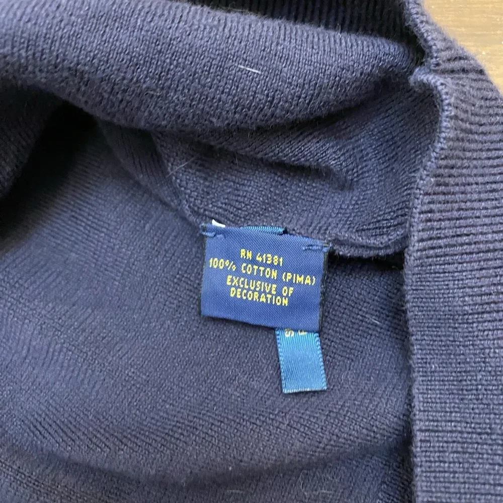 Polo Ralph Lauren Quarter Zip Pullover Mens 2XB Navy Blue Pima Cotton Sweater